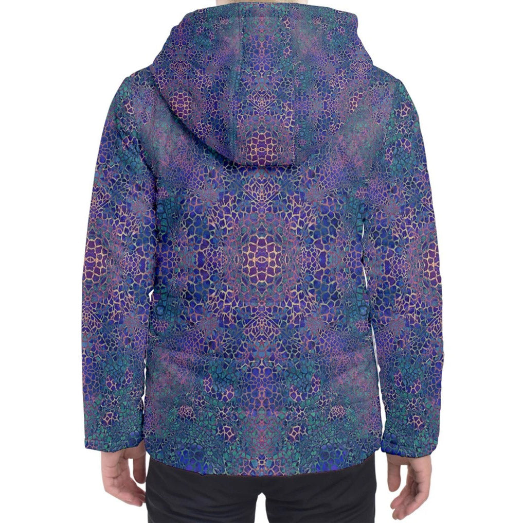 Purple Giraffe Hooded Puffer Jacket