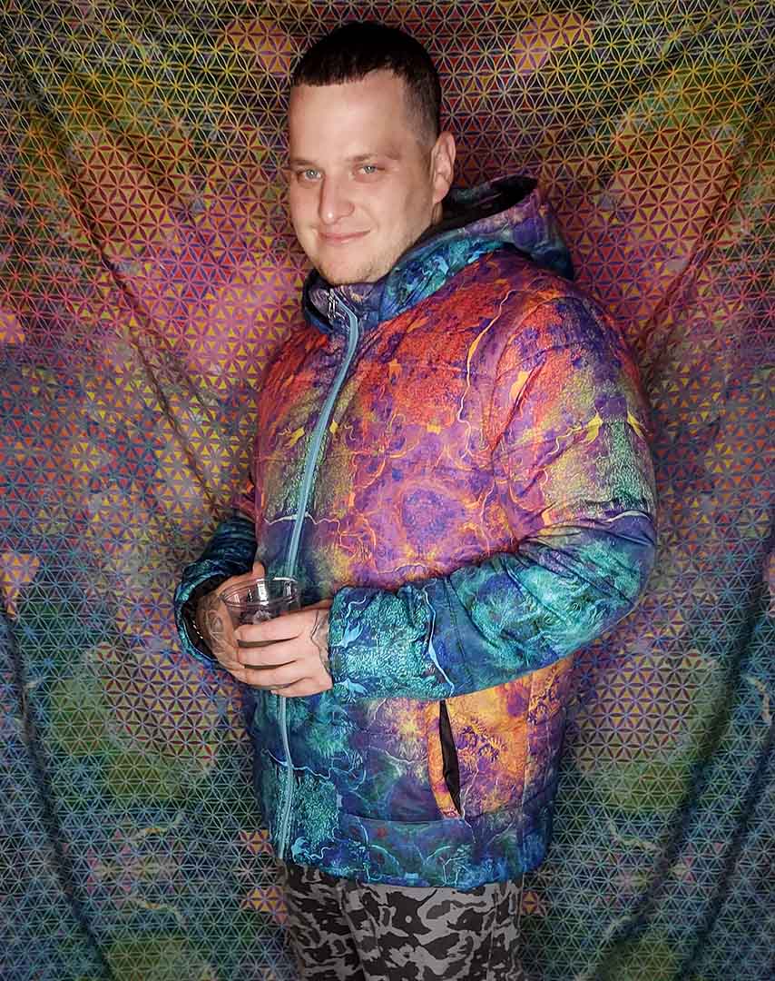 Platonic Solids Hooded Puffer Jacket