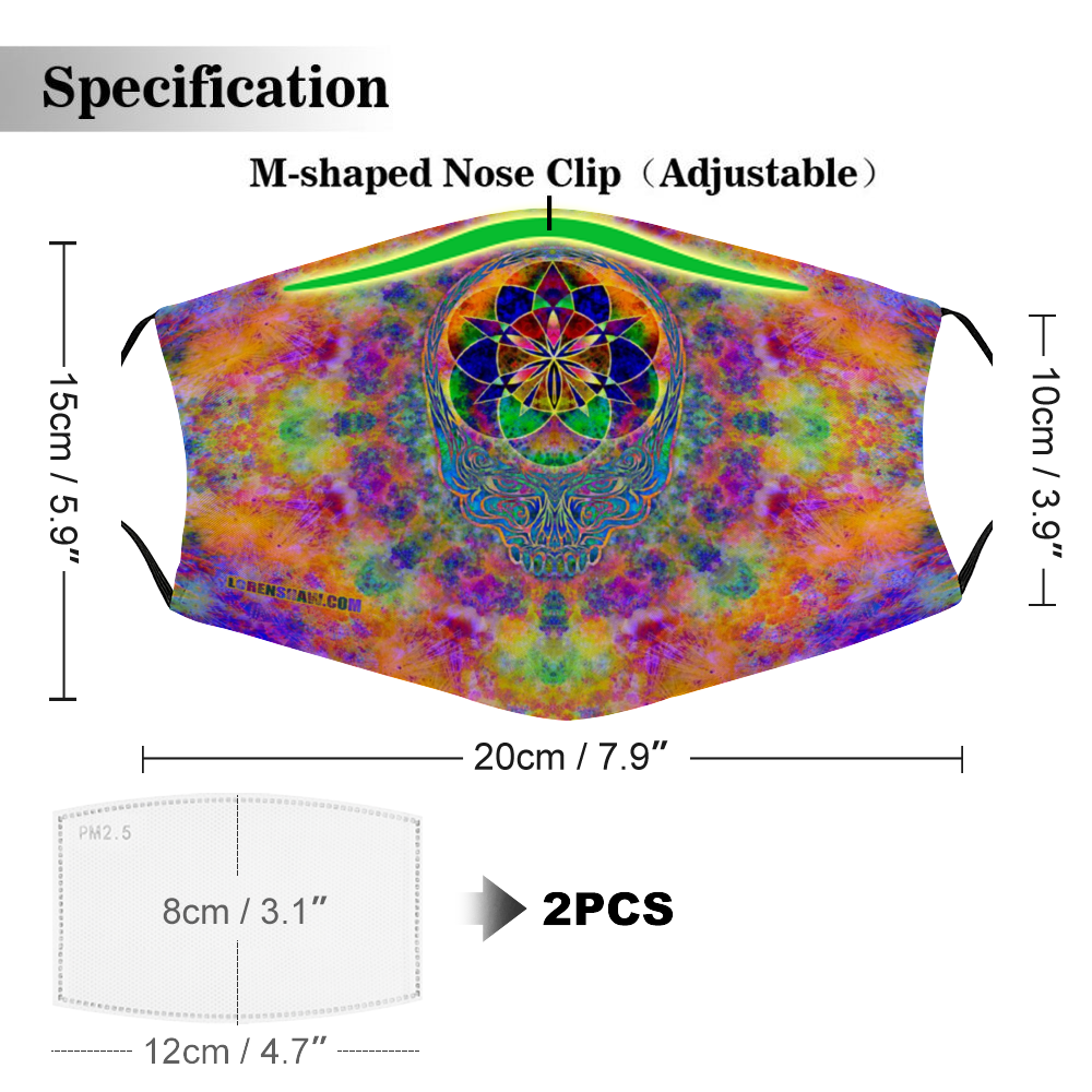 Stealie Tie-Die Face Mask w/ 2 Filters