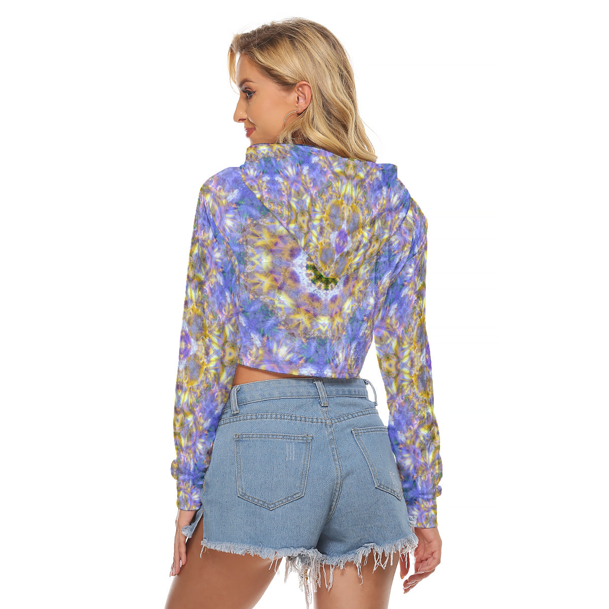 Wild Iris Crushed Velvet Crop Top Hoodie