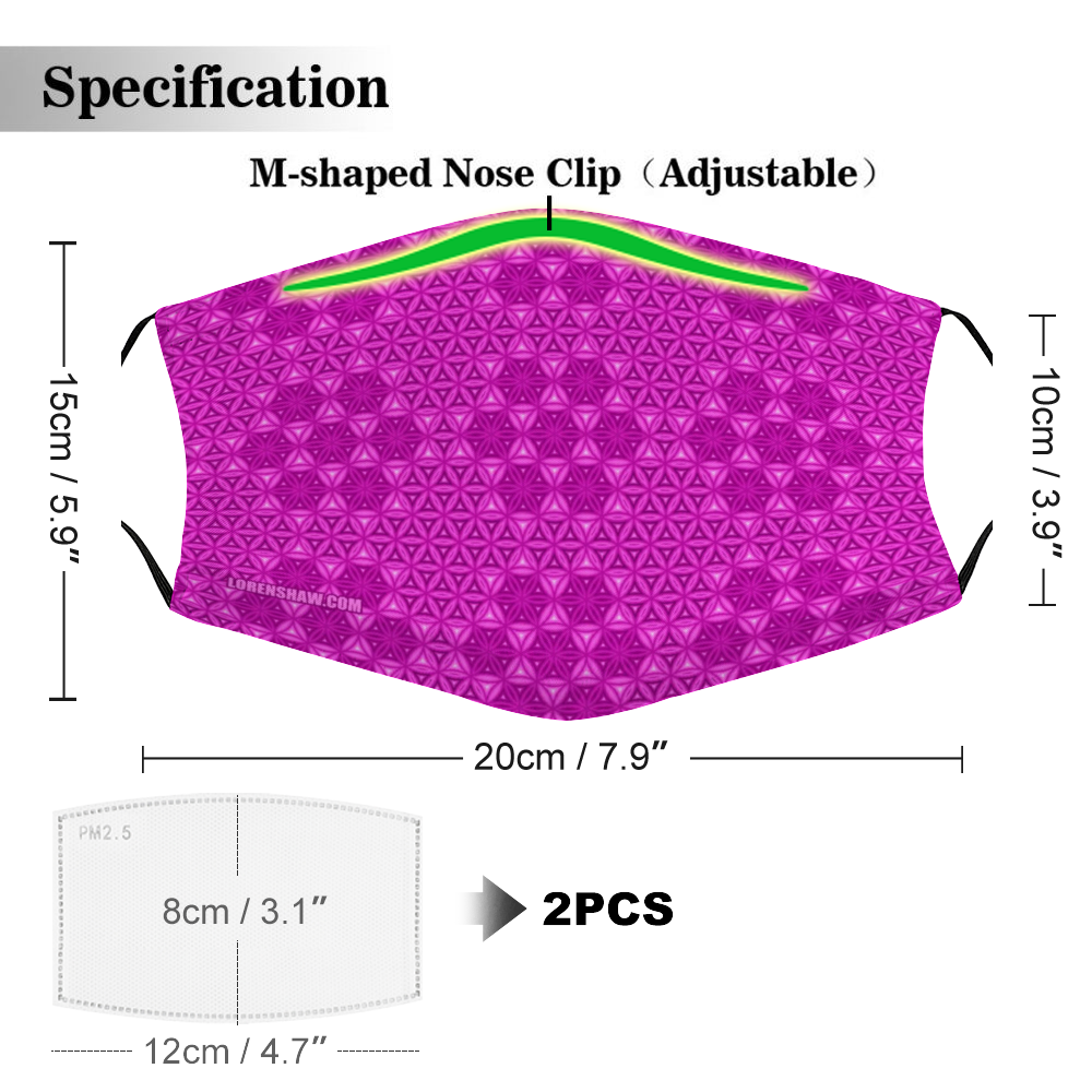 Pink Flower of Life Face Mask w/ 2 Filters