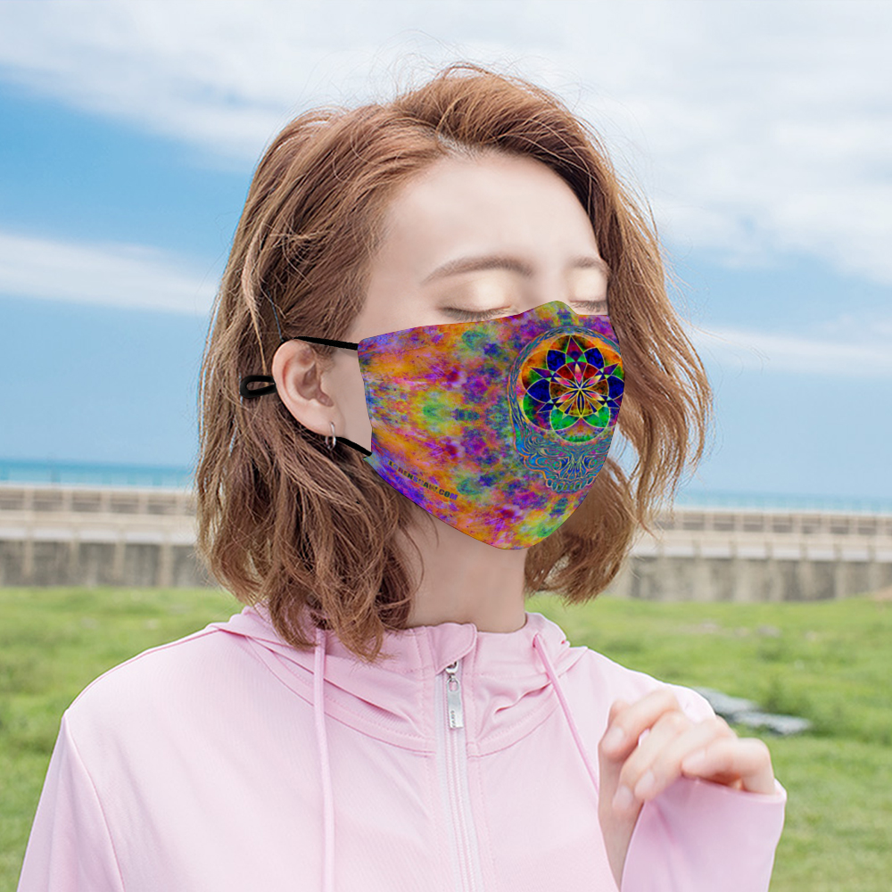 Stealie Tie-Die Face Mask w/ 2 Filters