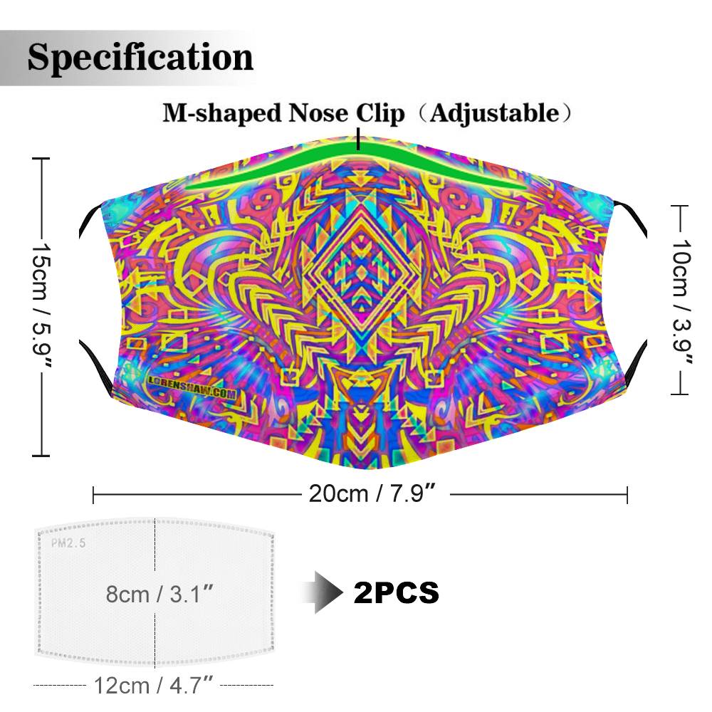 Aztek Psychedelic Face Mask w/ 2 Filters