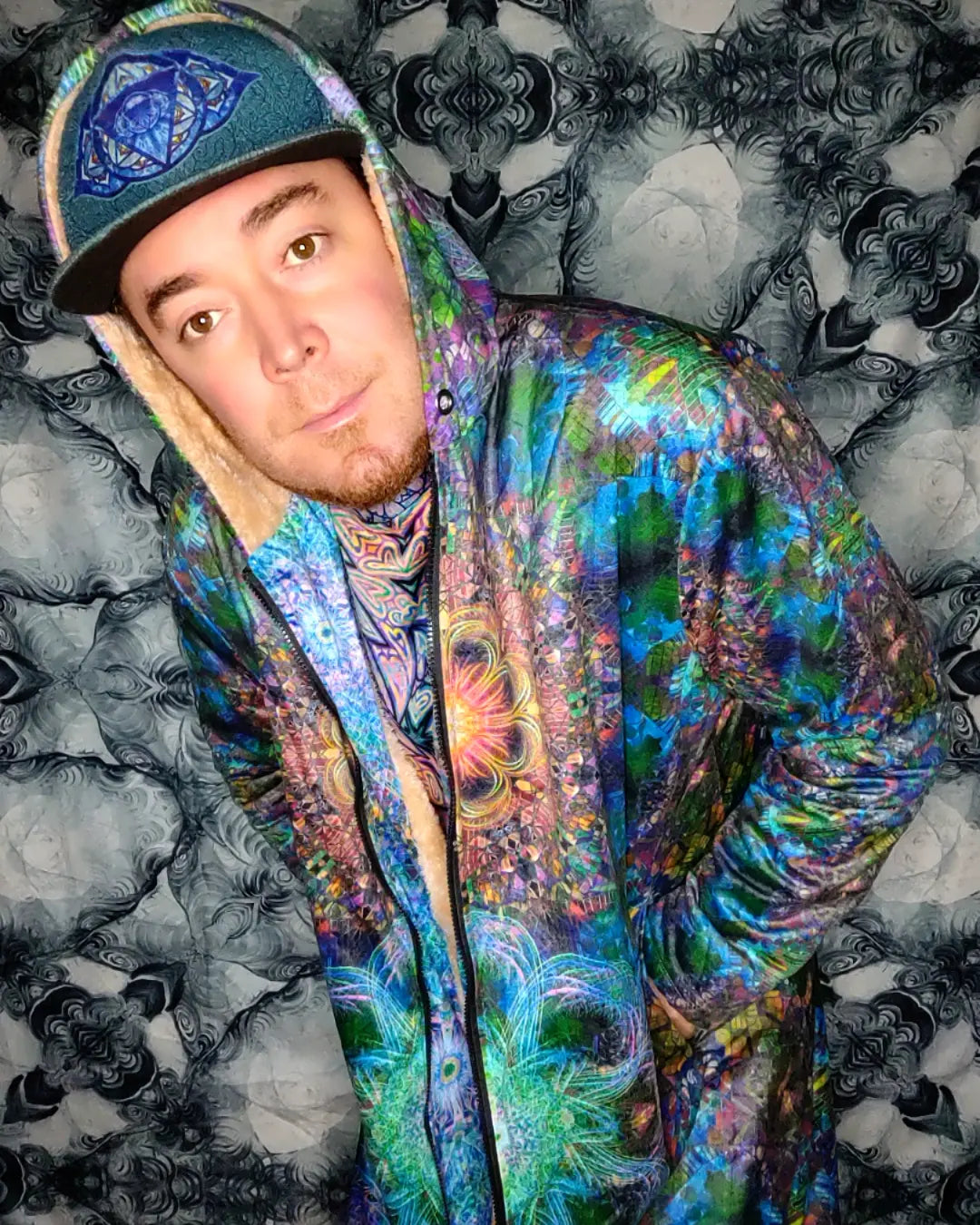 Scarab Mandala Zip Up Festival Cloak