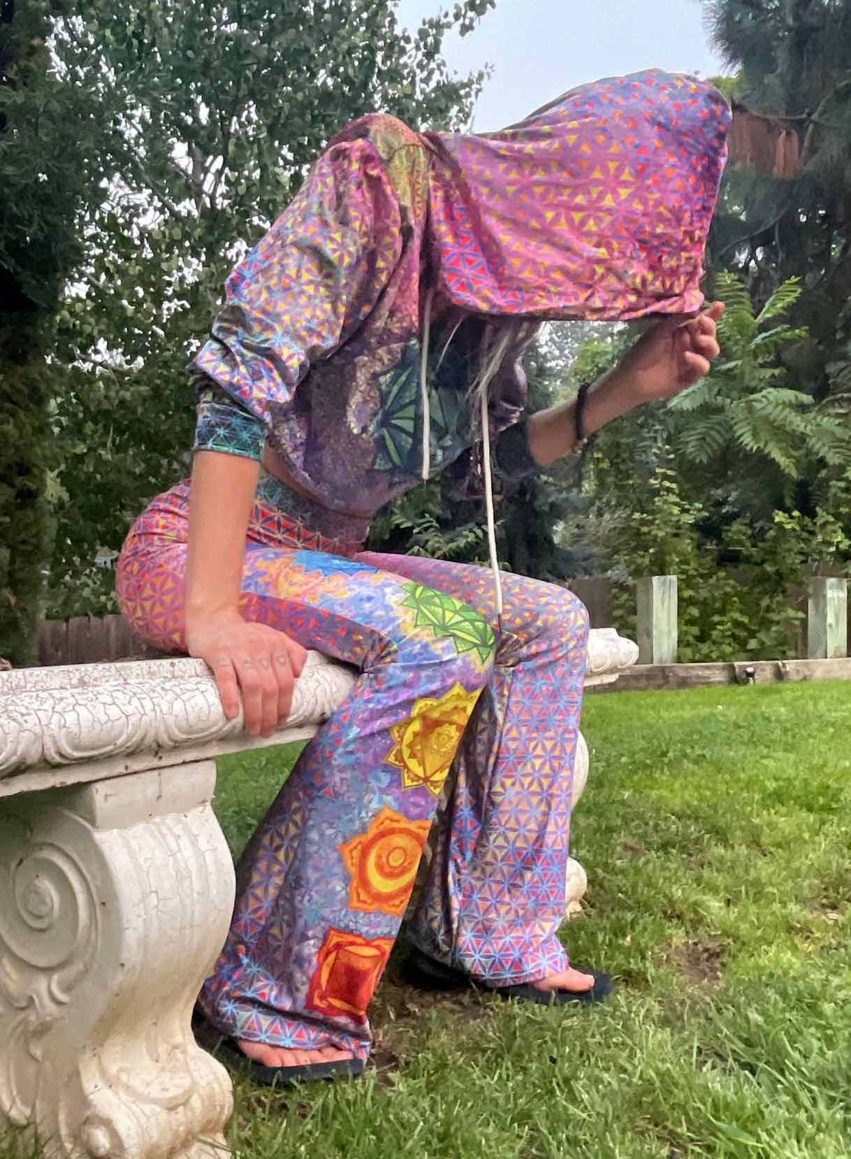 Chakra Awakening Crushed Velvet Crop Top Hoodie