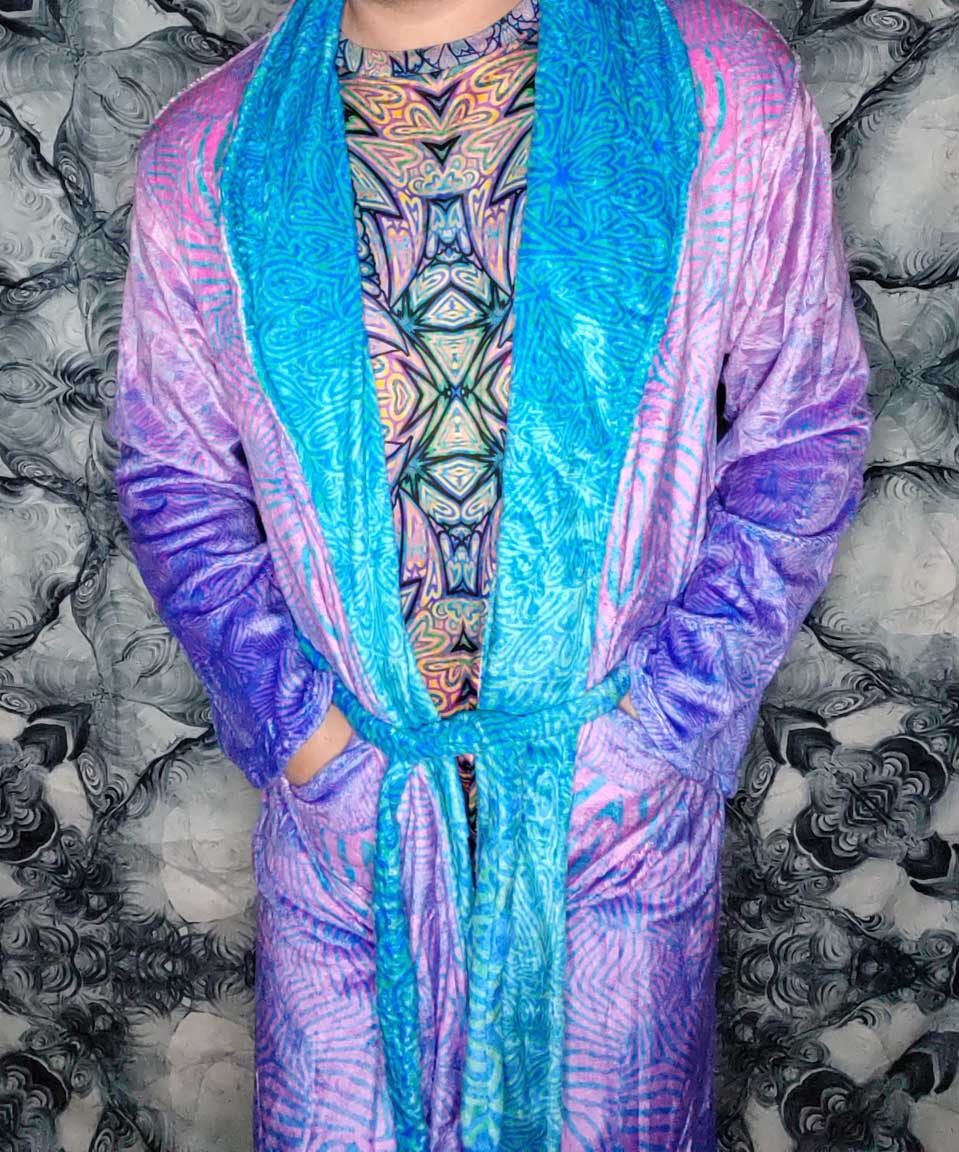 Purple Zebra Plush Fleece Robe
