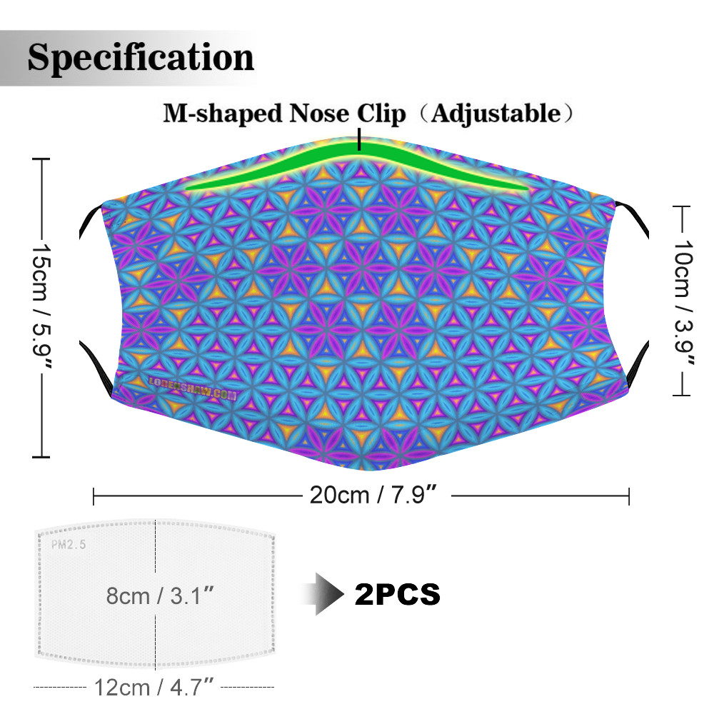 Flower of Life Honeycomb Face Mask w/ 2 Filters