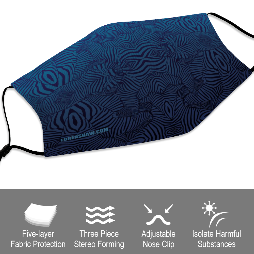 Zebra Blues Face Mask w/ 2 Filters