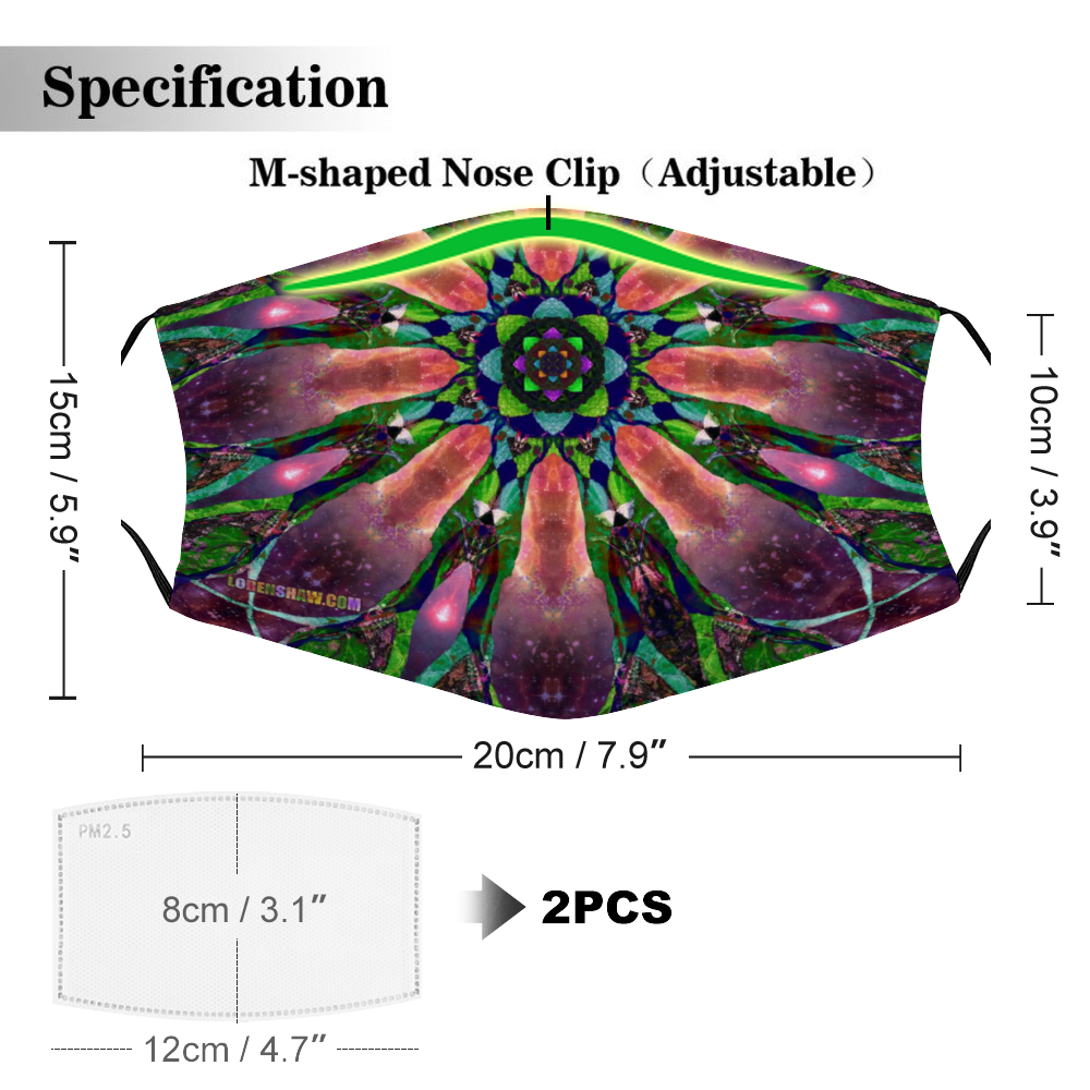 Caleta Tortel Mandala Face Mask w/ 2 Filters