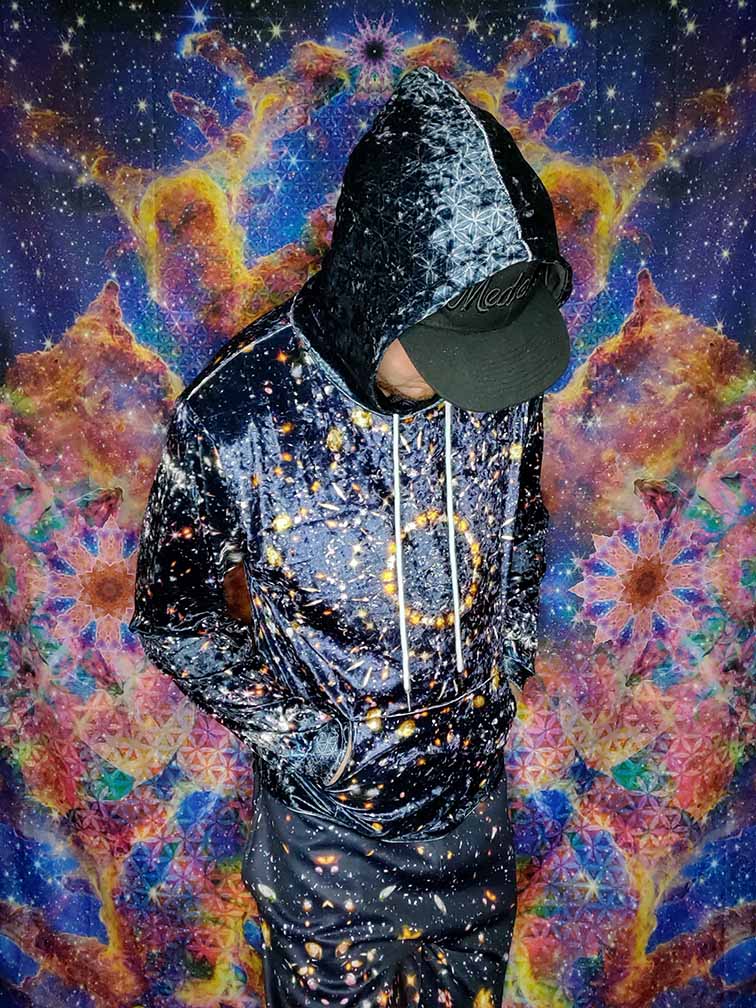 Galactic Universe Mandala Crushed Velvet Hoodie