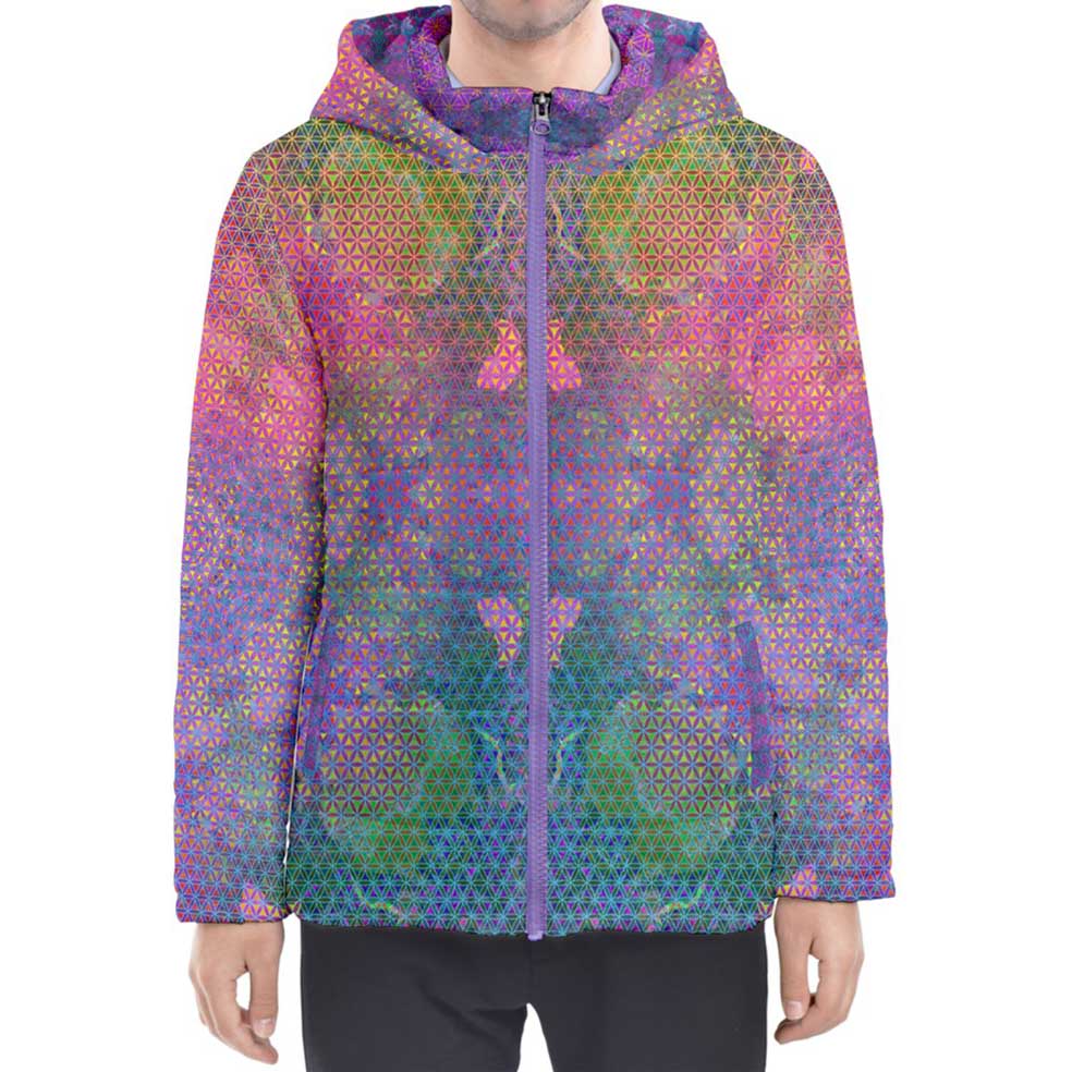 Chakra Awakening Rainbow Hooded Puffer Jacket