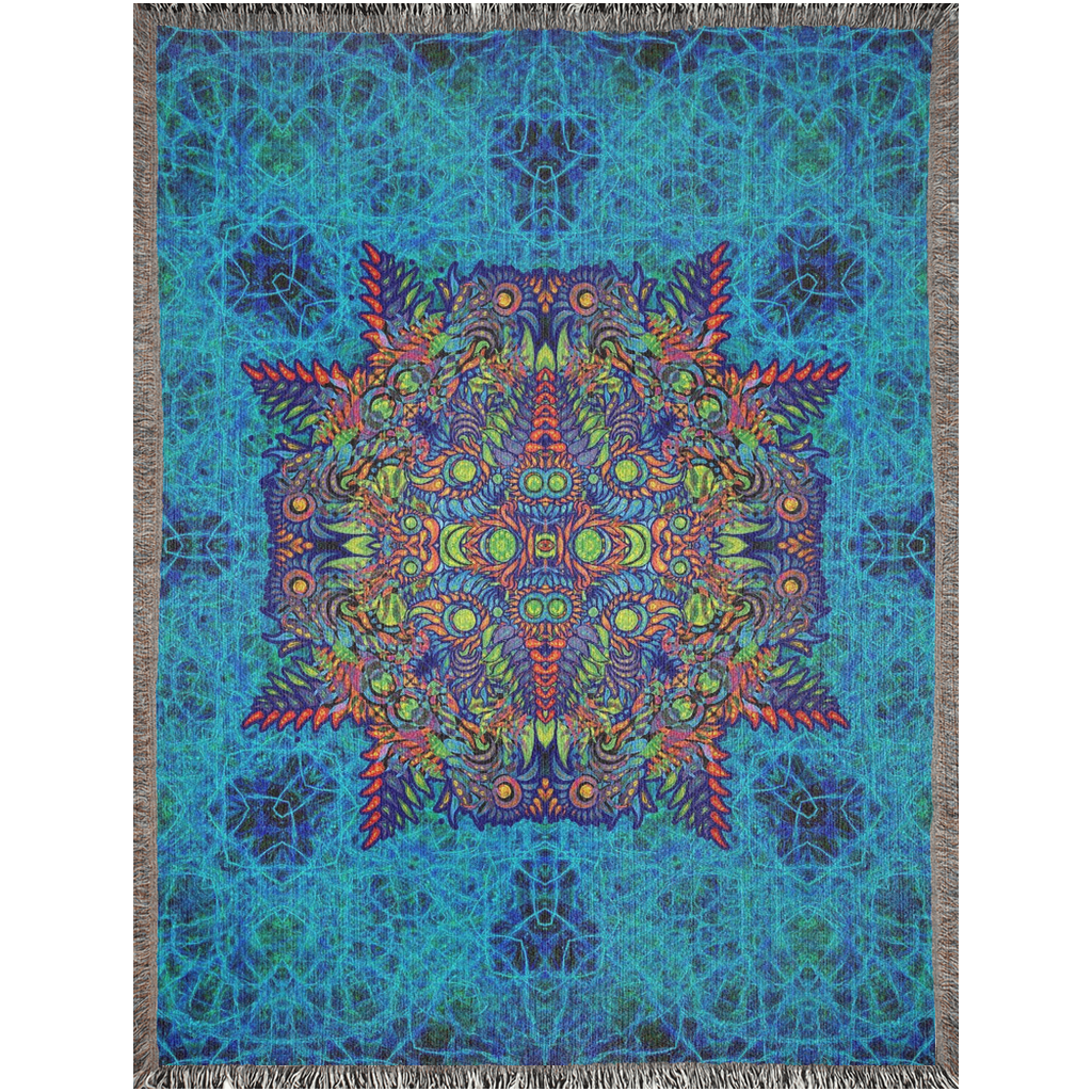Electric Owl Mandala Woven Blanket