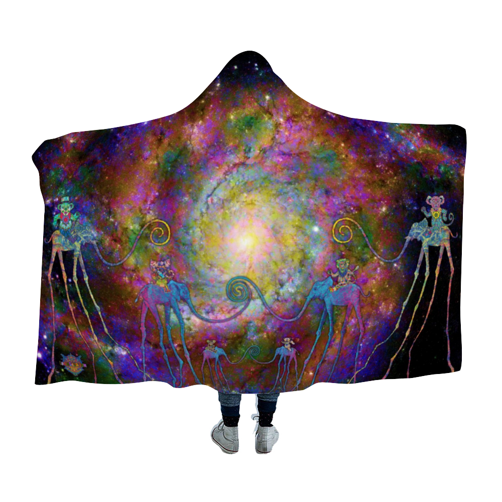 Dancing Dali Bears Hooded Blanket Cloak