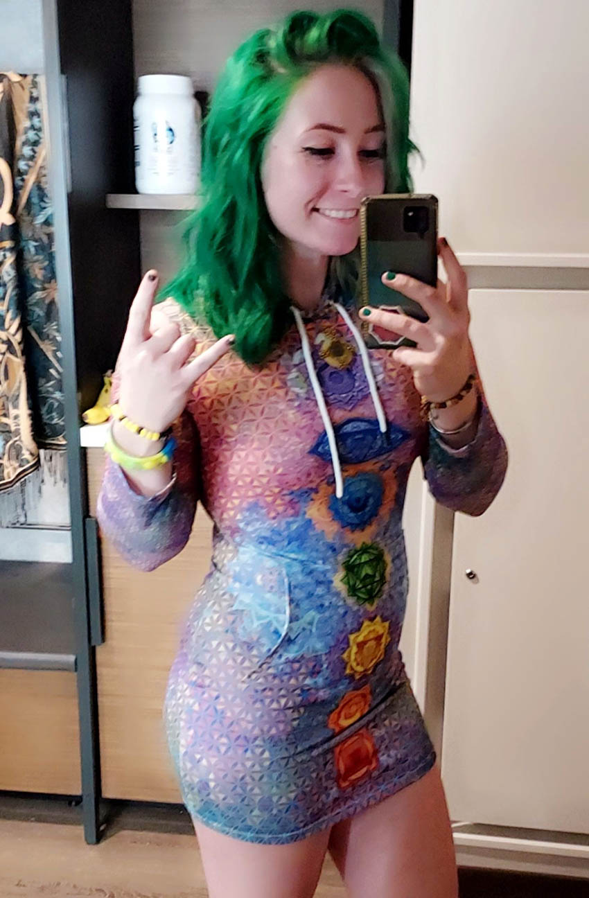 Chakra Flower of Life Bodycon Hoodie Dress