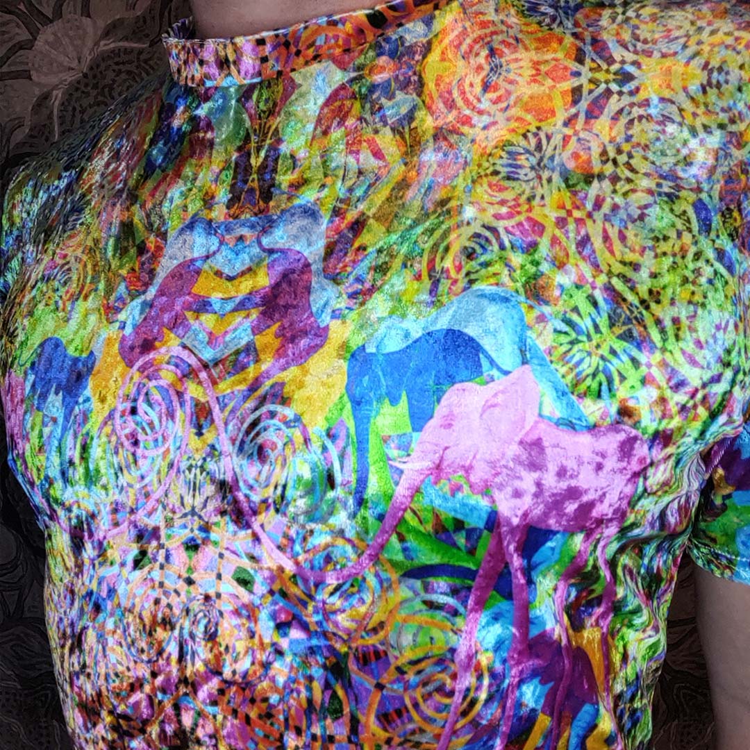 Elephant Mandala Dali Crushed Velvet T-Shirt