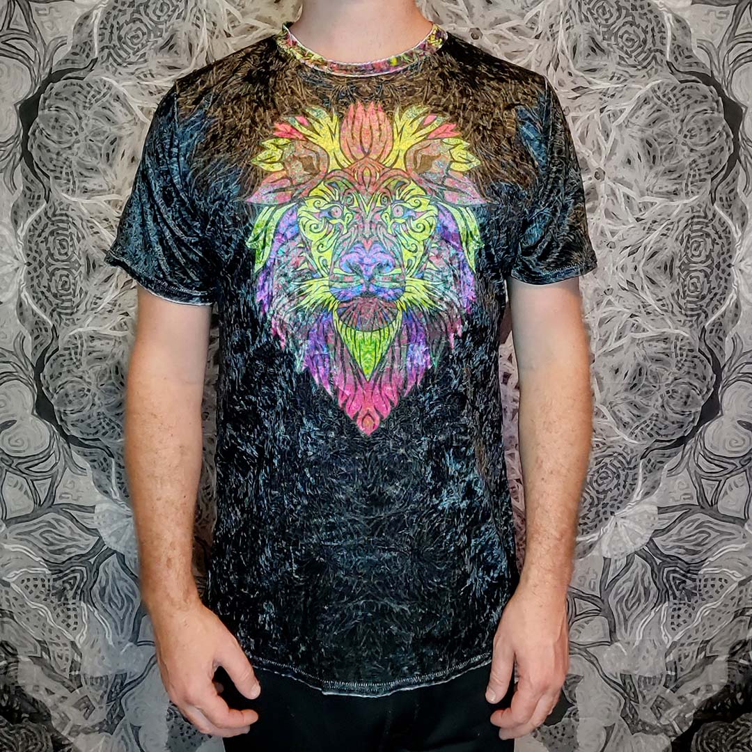 Tribal Lion Crushed Velvet T-Shirt