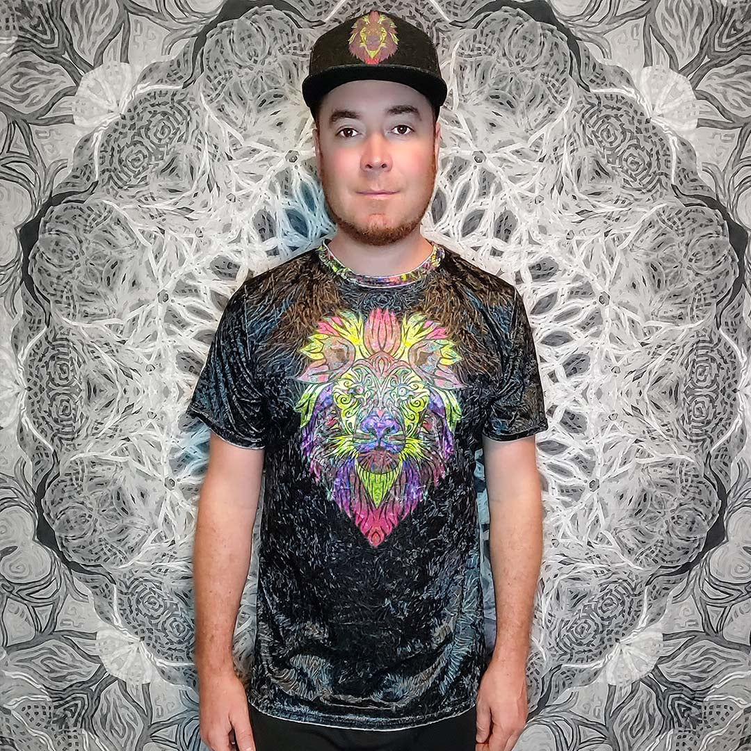 Tribal Lion Crushed Velvet T-Shirt
