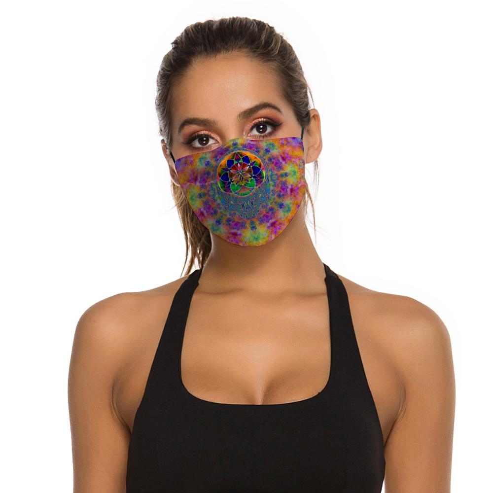 Stealie Tie-Die Face Mask w/ 2 Filters