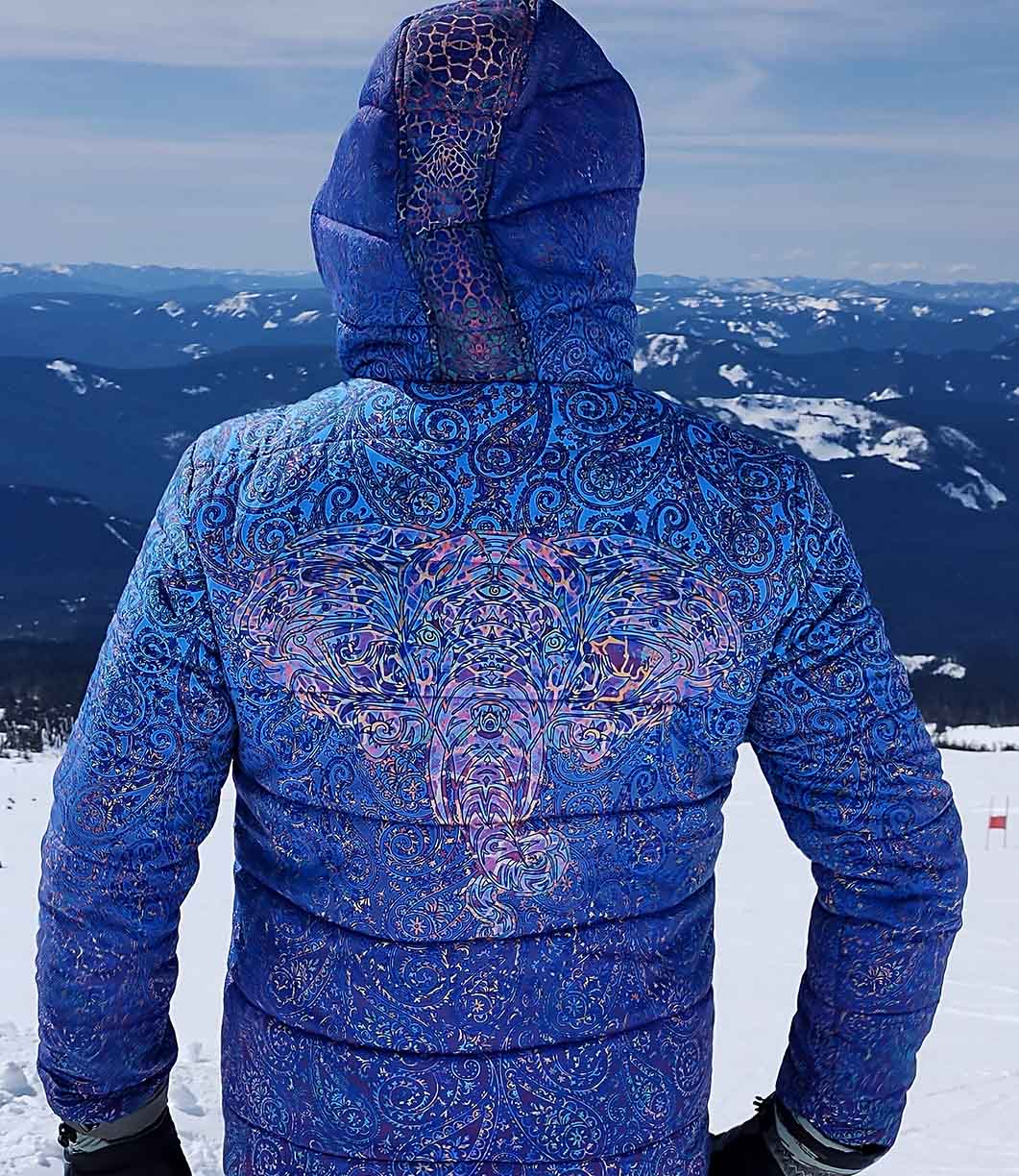Paisley Elephant Hooded Puffer Jacket
