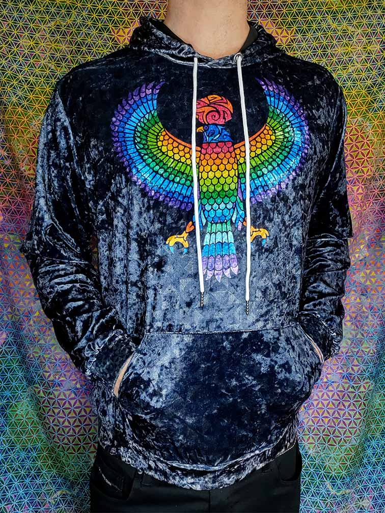 Falcon of Horus Crushed Velvet Hoodie
