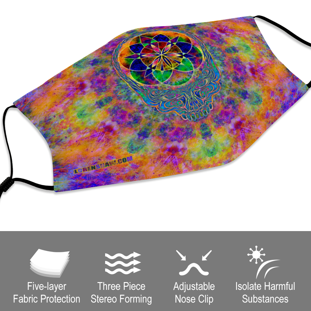 Stealie Tie-Die Face Mask w/ 2 Filters