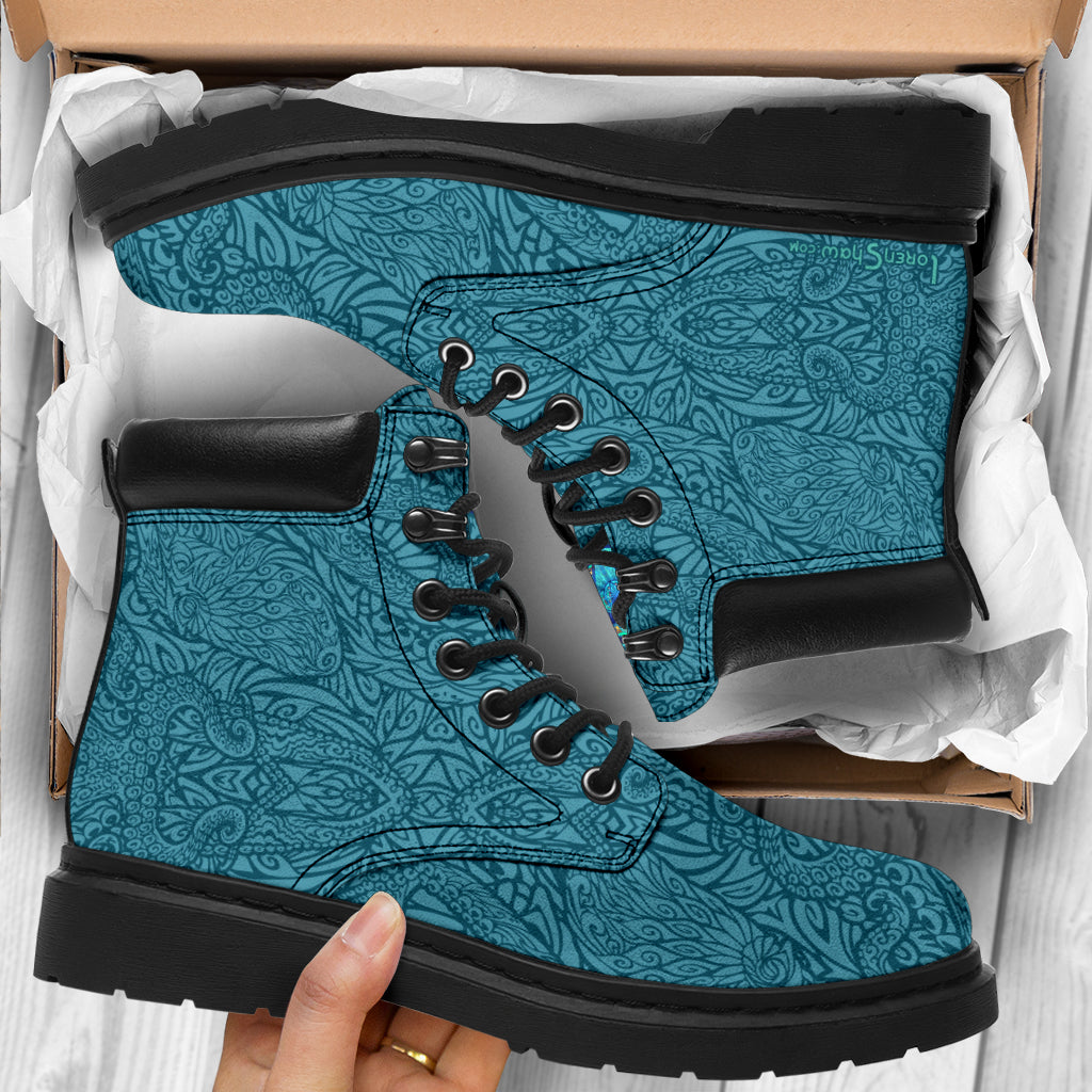 Teal Octopus Chakra Boots