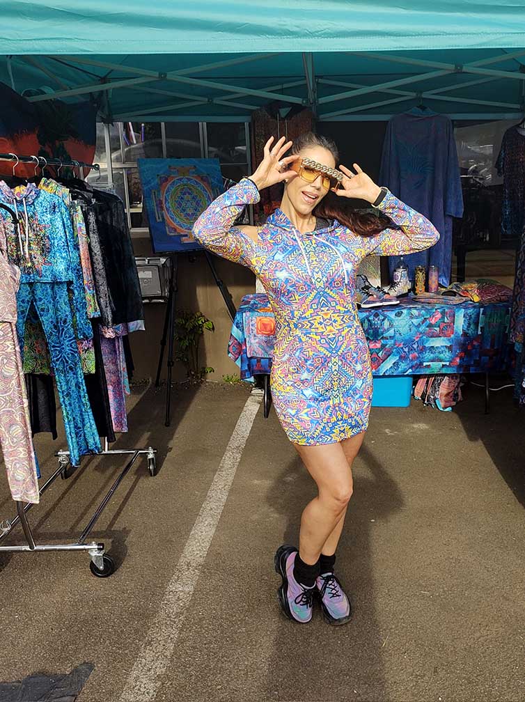 Psychedelic Aztec Bodycon Hoodie Dress