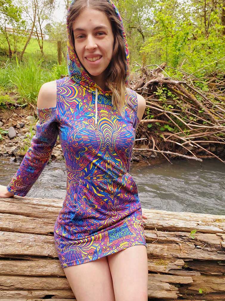 Torus Energy Bodycon Hoodie Dress