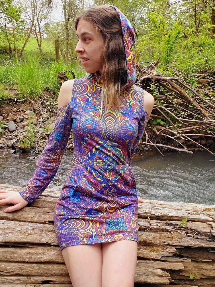Torus Energy Bodycon Hoodie Dress