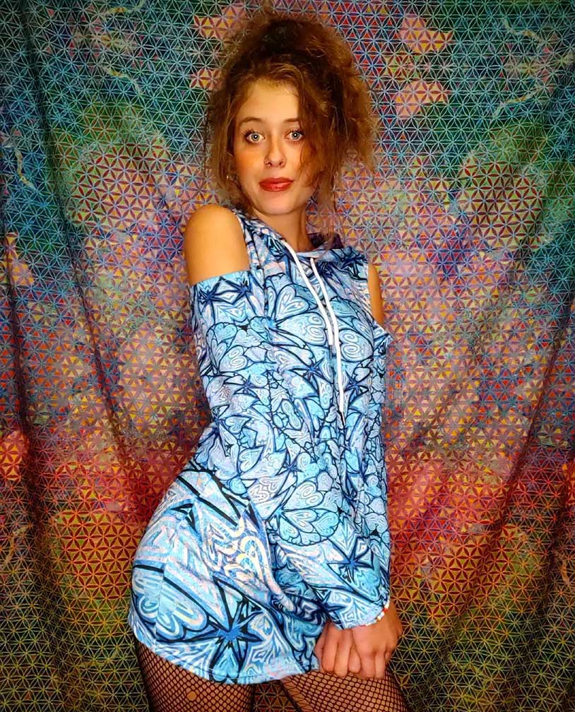 1000 Hearts Bodycon Hoodie Dress