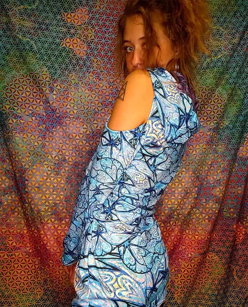 1000 Hearts Bodycon Hoodie Dress