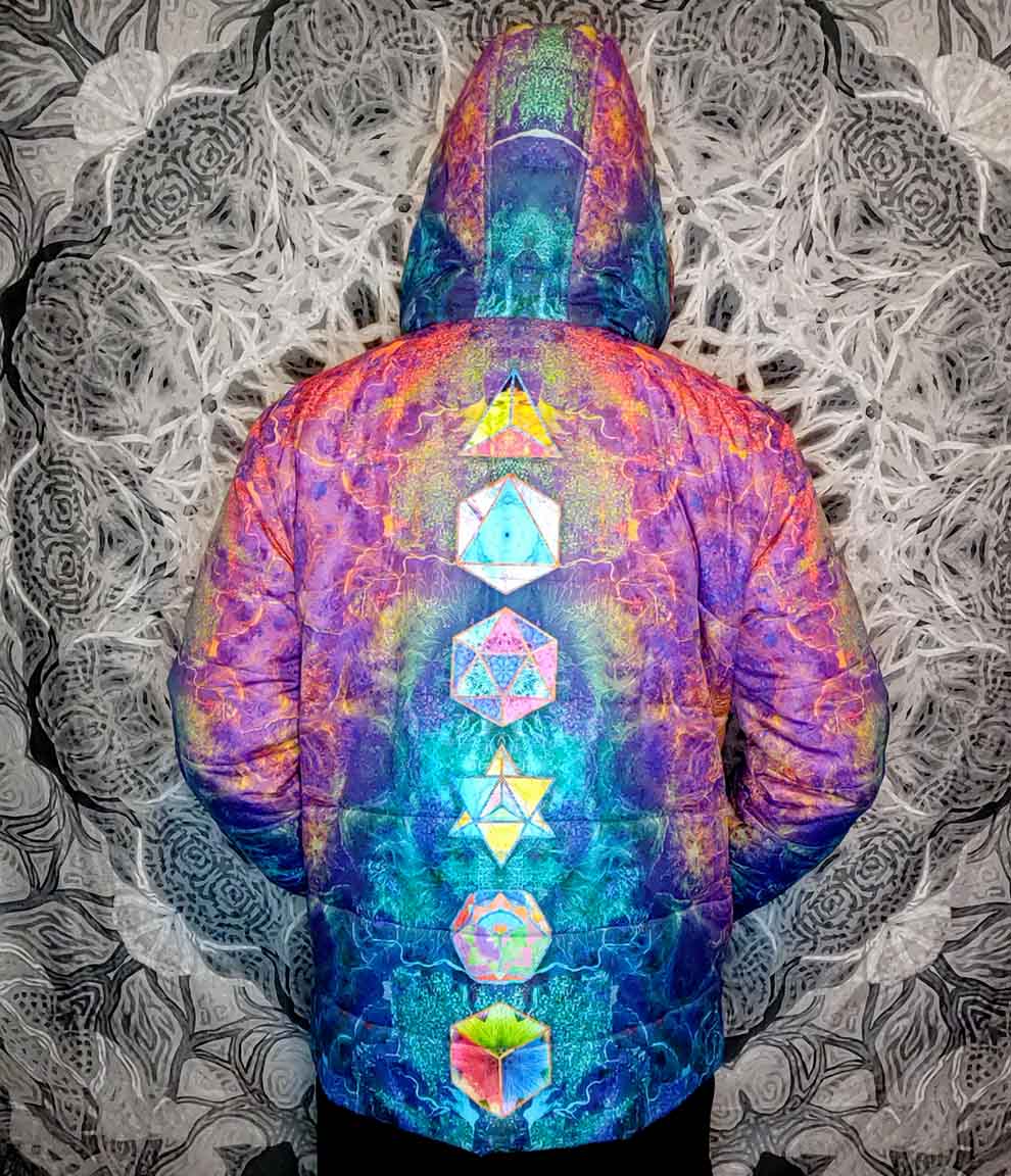 Platonic Solids Hooded Puffer Jacket