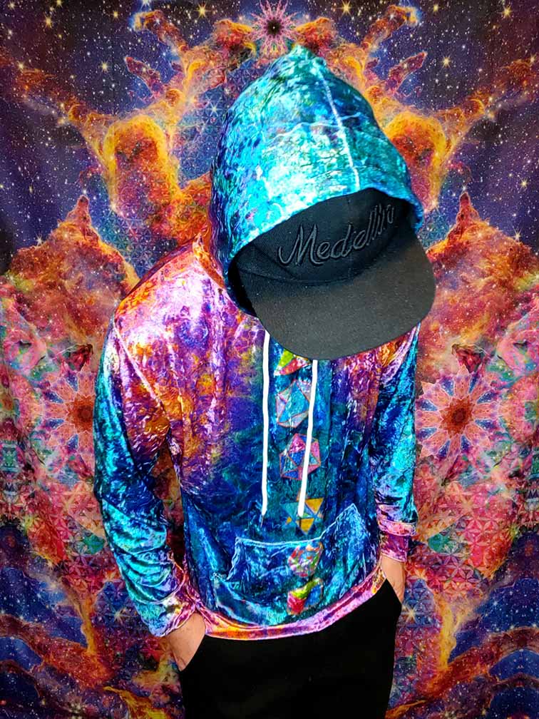 Platonic Solids Crushed Velvet Hoodie