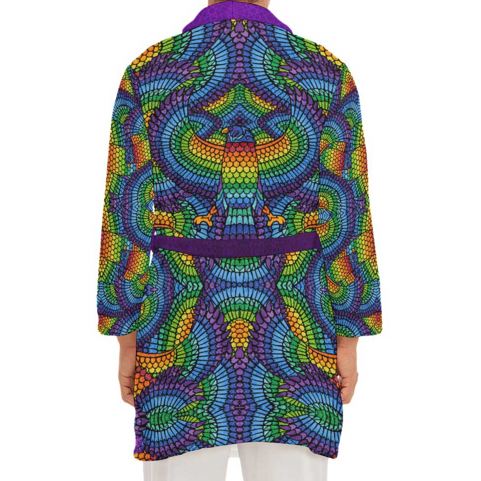 Rainbow Eagle of Horus Plush Fleece Robe