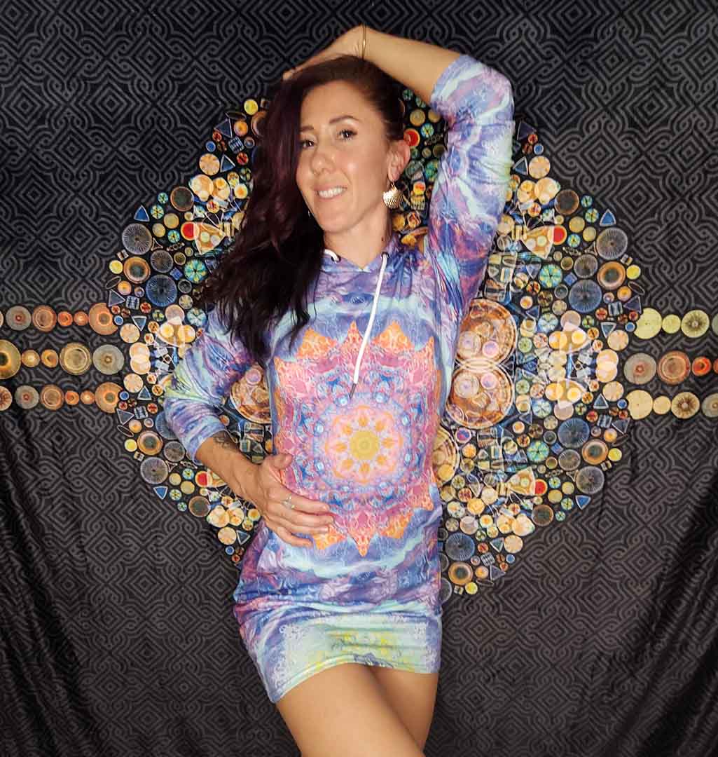 Sea Flower Bodycon Hoodie Dress