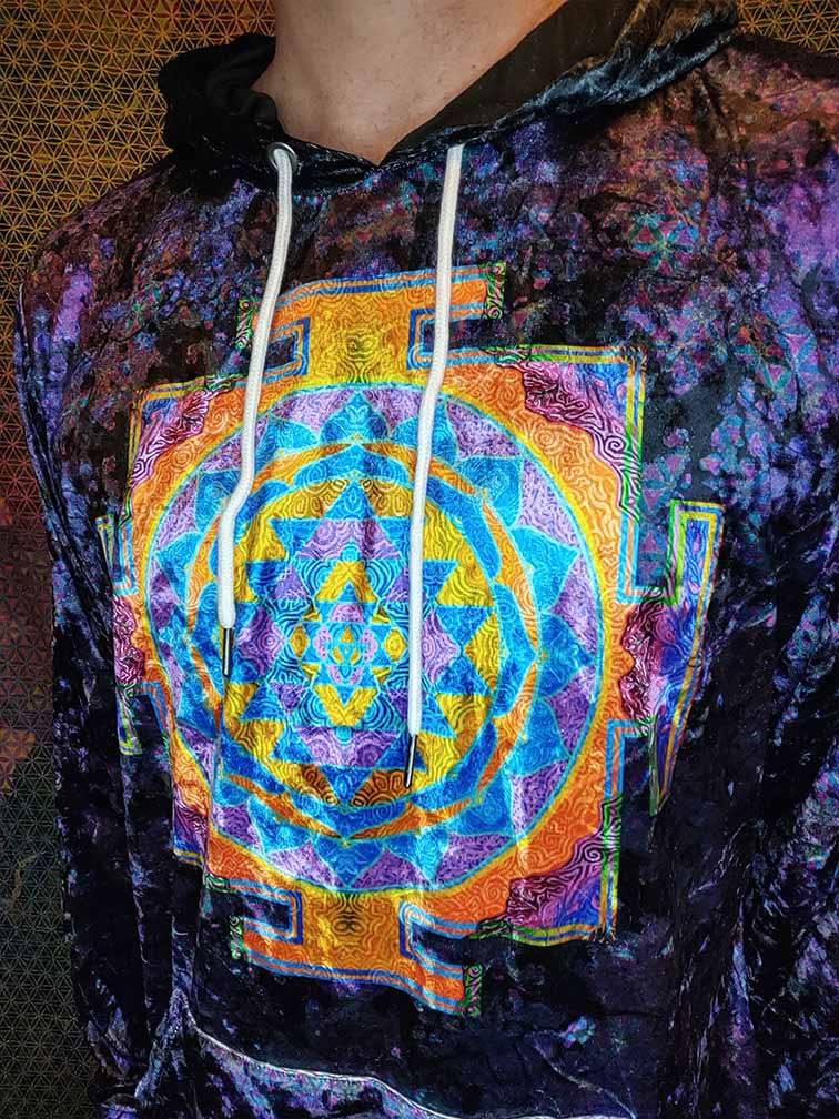 Sri Yantra Crushed Velvet Hoodie