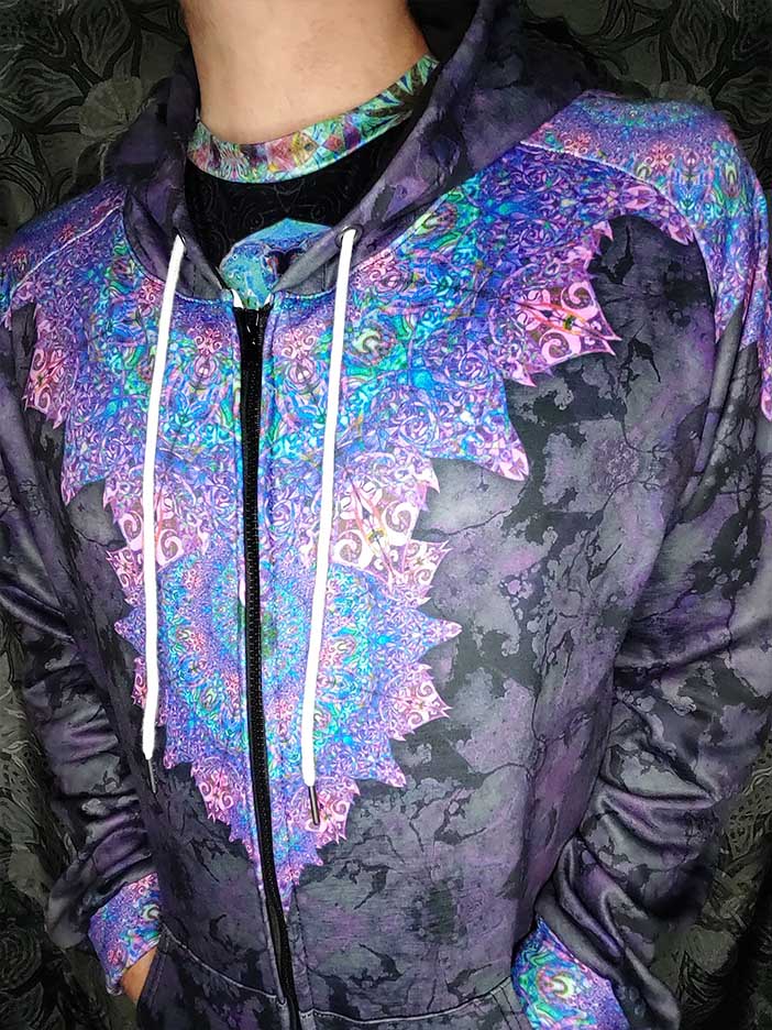 Sea Flower Drop Zip Up Hoodie