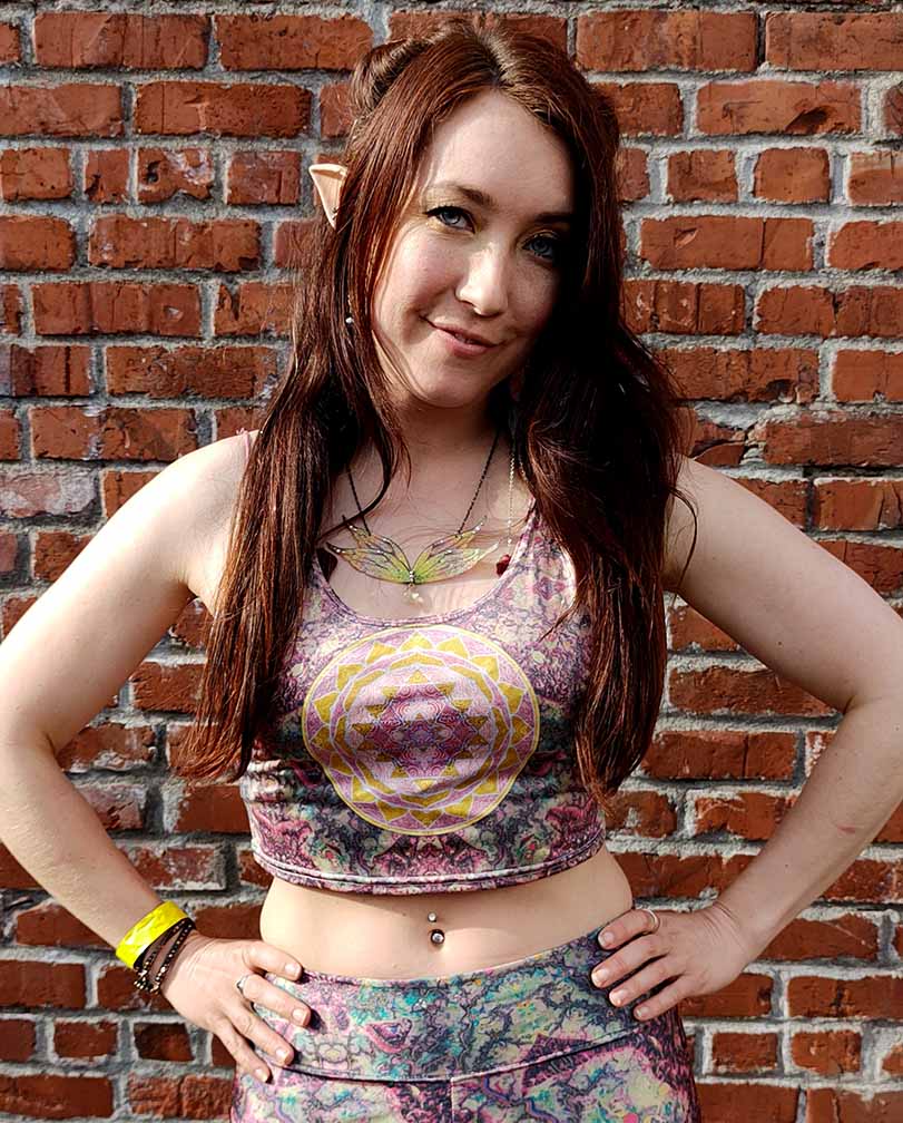 Butterfly Mushroom Sri Yantra Crop Tank Top