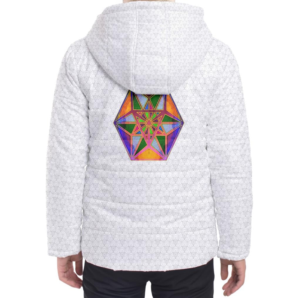 Blanco Vector Equilibrium Hooded Puffer Jacket – Art and Apparel