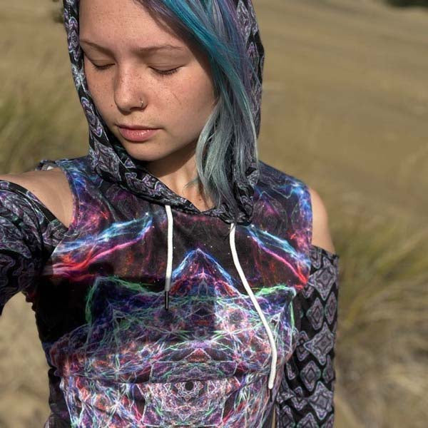 Veil Nebula Mandala Bodycon Hoodie Dress