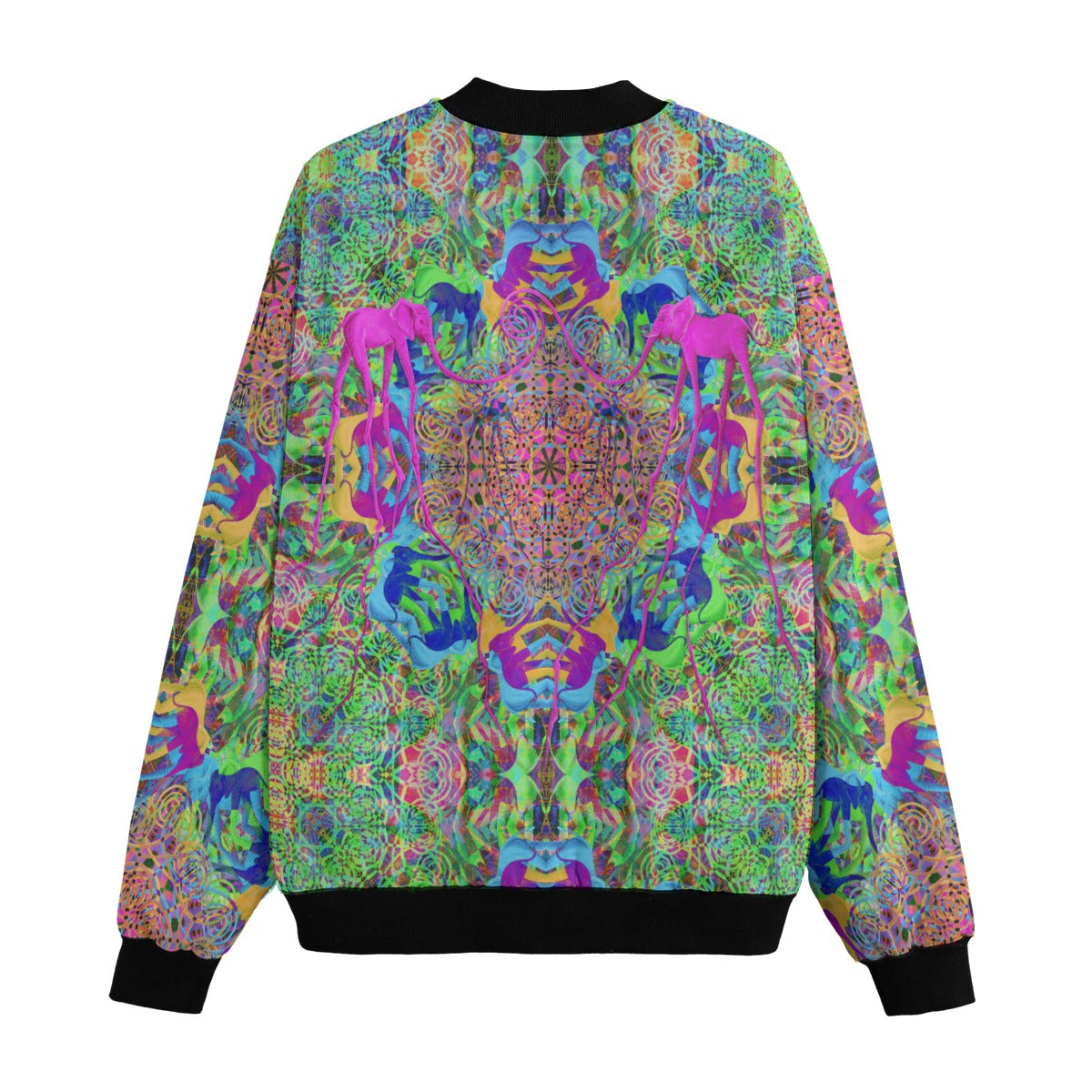 Elephant Mandala Bomber Jacket w/ Sherpa Lining