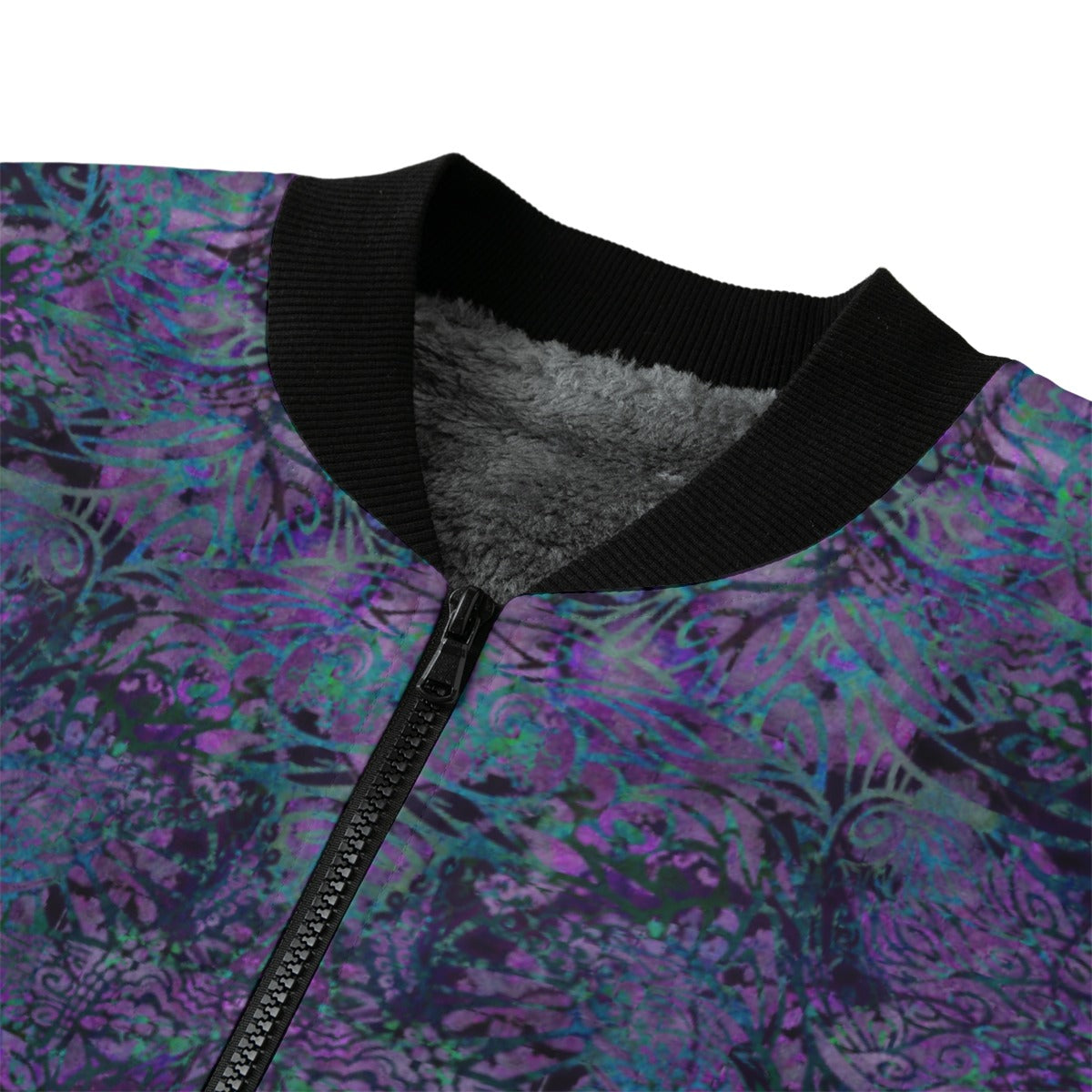 Purple Octopus Mandala Bomber Jacket w/ Sherpa Lining