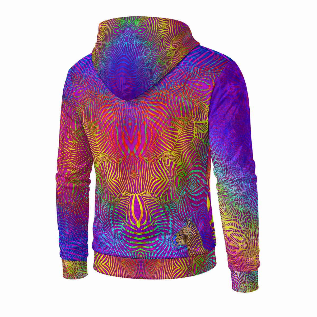 Zebra Rainbows Crushed Velvet Zip Hoodie