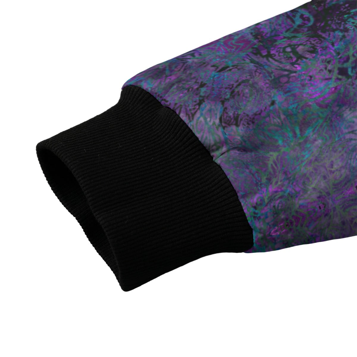 Purple Octopus Mandala Bomber Jacket w/ Sherpa Lining