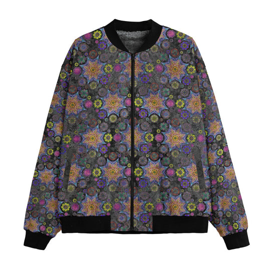 Star Mandala Effects Sherpa Lined Bomber Jacket