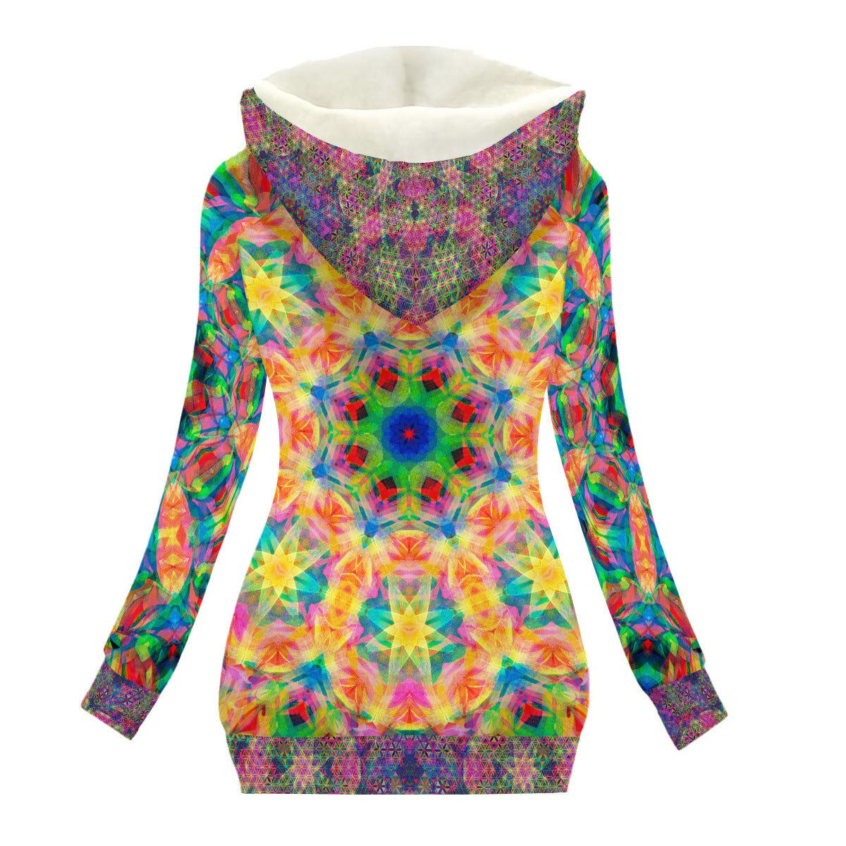 Rainbow Stardust Women's Hooded Jacket with Fleece Lining