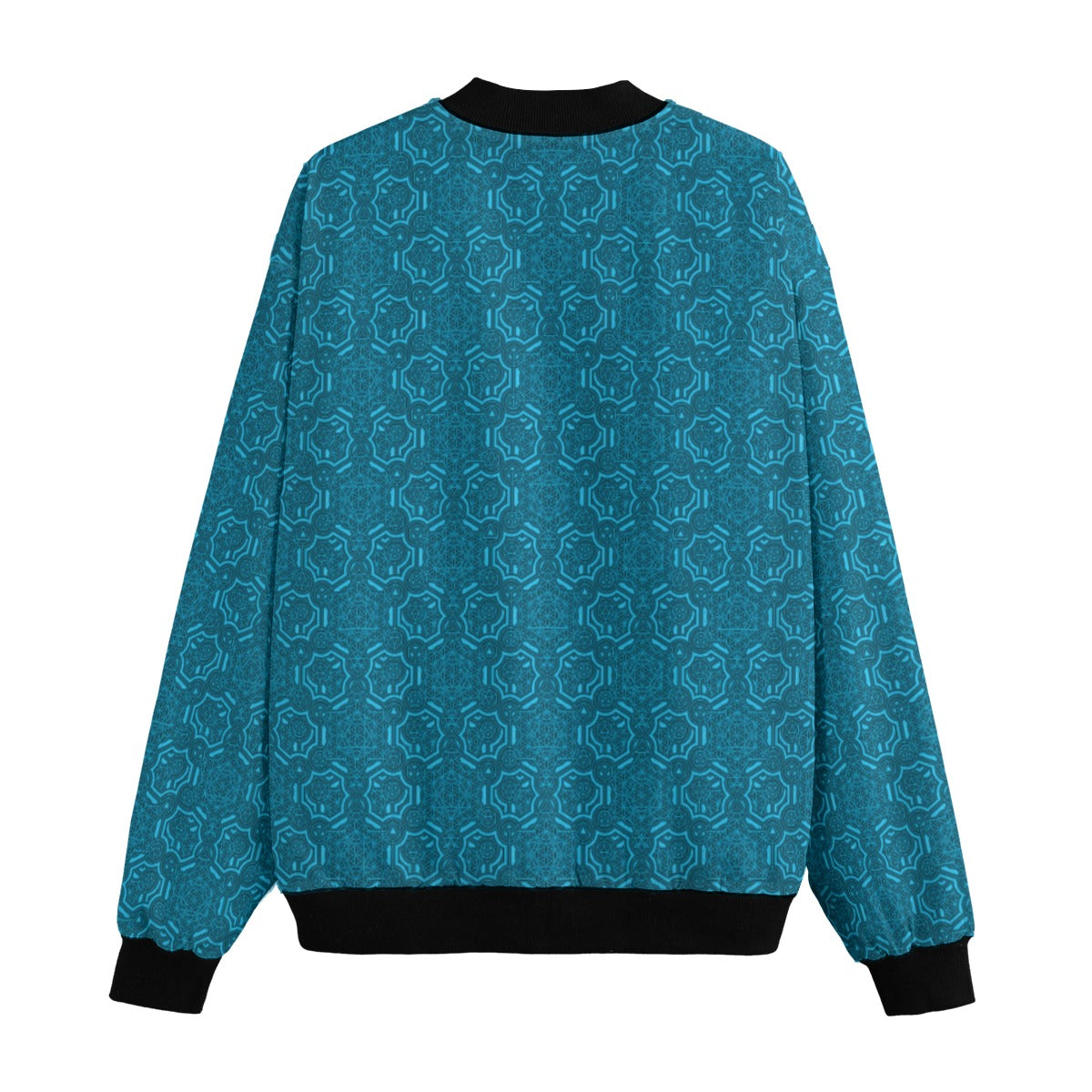 Aqua Metatron's Cube Bomber Jacket w/ Sherpa Lining