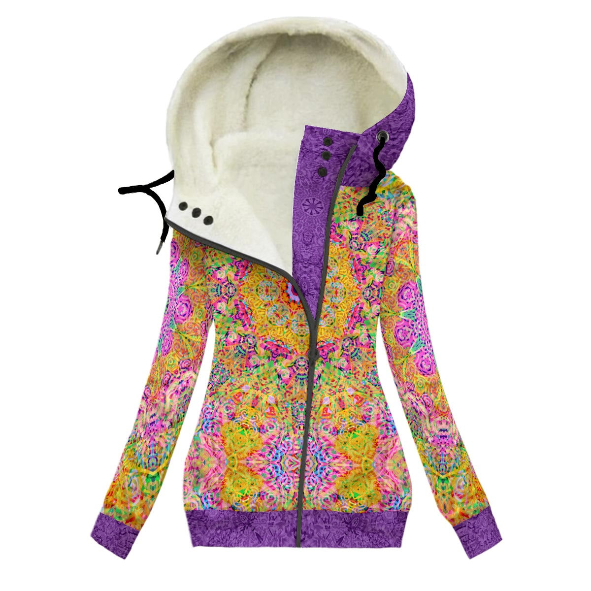 Psychedelic String Theory Women's Hooded Jacket with Fleece Lining