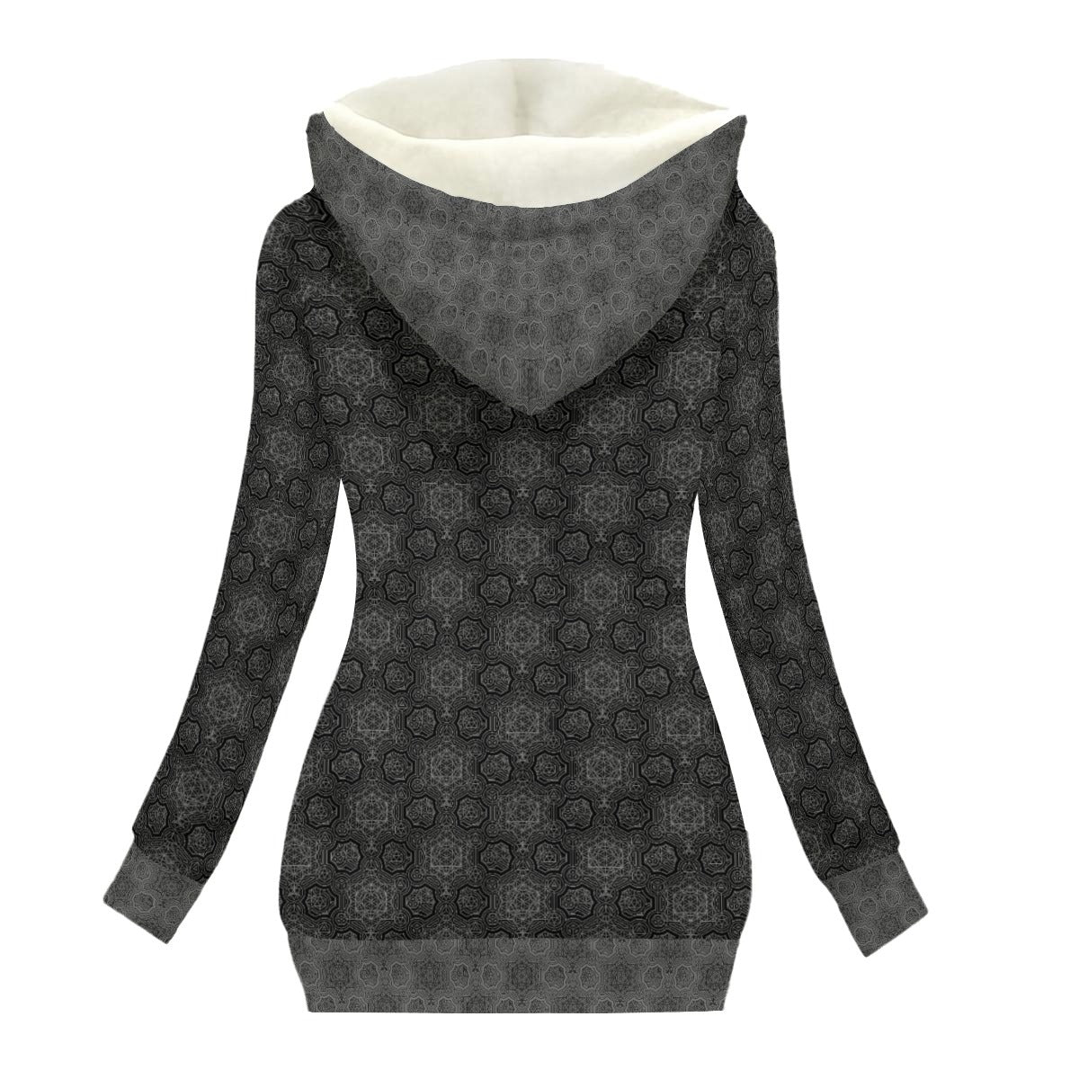 Metatrons Cube Noir Women's Hooded Jacket with Fleece Lining