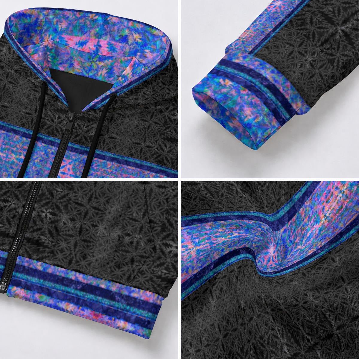13 Point Bolt Crushed Velvet Zip Hoodie